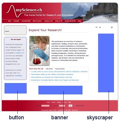 Ads on myScience.ch