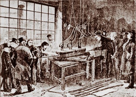 Ein neuer Massstab entsteht: Guss der internationalen Urmeter in Paris 1874. Bil