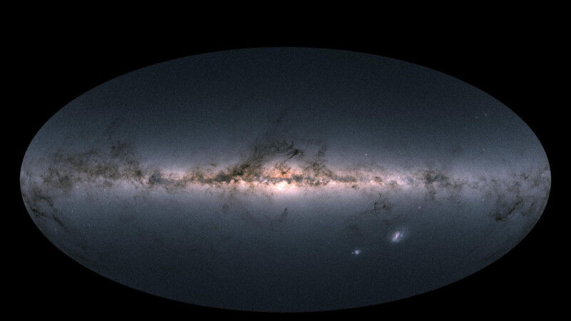 Gaia’s all-sky view of our Milky Way Galaxy and neighbouring galaxies, bas
