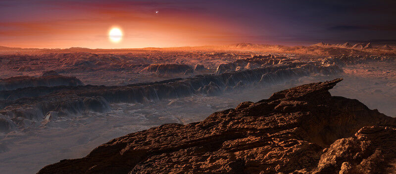 Cette représentation d’artiste montre une vue de la surface de la planète