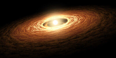 Astronomia & spazio - Una giovane stella circondata da un disco di gas e polvere. Da questo materiale possono formarsi nuovi pianeti. Se questi hanno i requisiti chimici per la vita dipende dal corretto contenuto di ossige Astronomia & spazio